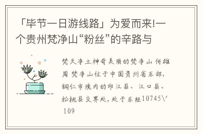 「毕节一日游线路」为爱而来!一个贵州梵净山“粉丝”的辛路与心路……